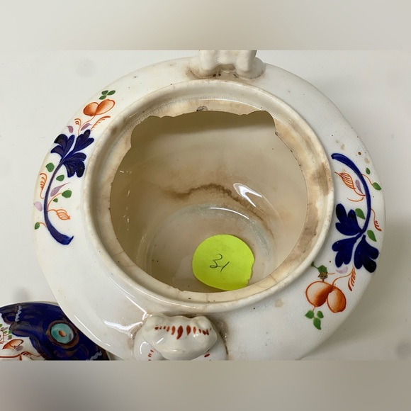 19th Century Antique Gaudy Welsh Unrecorded Pattern Finial Lidded Sugar Bowl - Picture 11 of 15